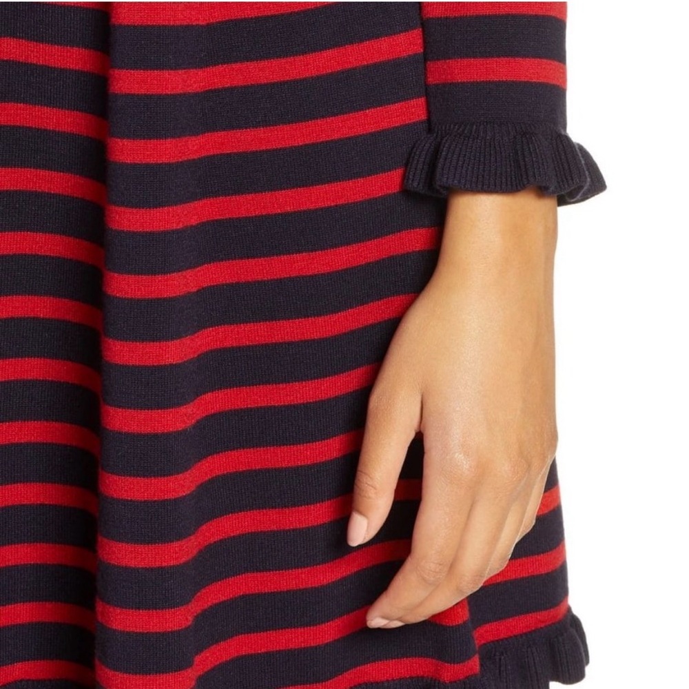 1901 Nordstrom French Striped Mock Neck Knit Dress Navy/Red Size S - Picture 3 of 16
